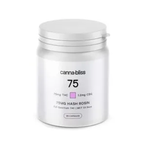 Canna Bliss Live Hash Rosin Capsules – 75mg THC (30 Pack)